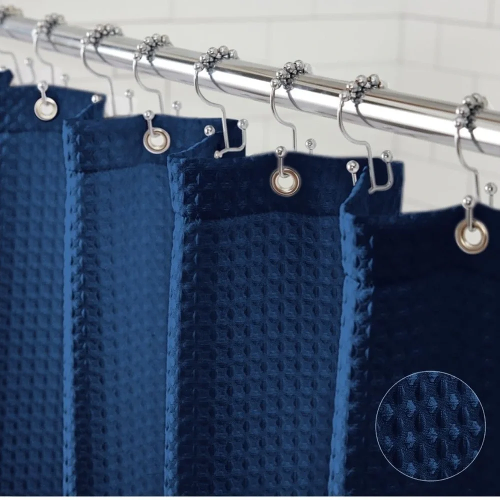 Waffle Shower Curtain, Thick Weighted Fabric, Wrinkle and Rust Resistant  NWOT